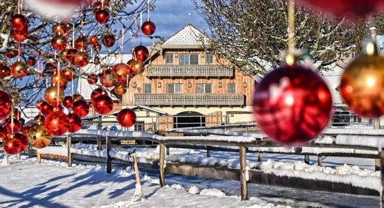 Weichnatskugeln, Schnee,Haus | © (C) Gut Aiderbichl